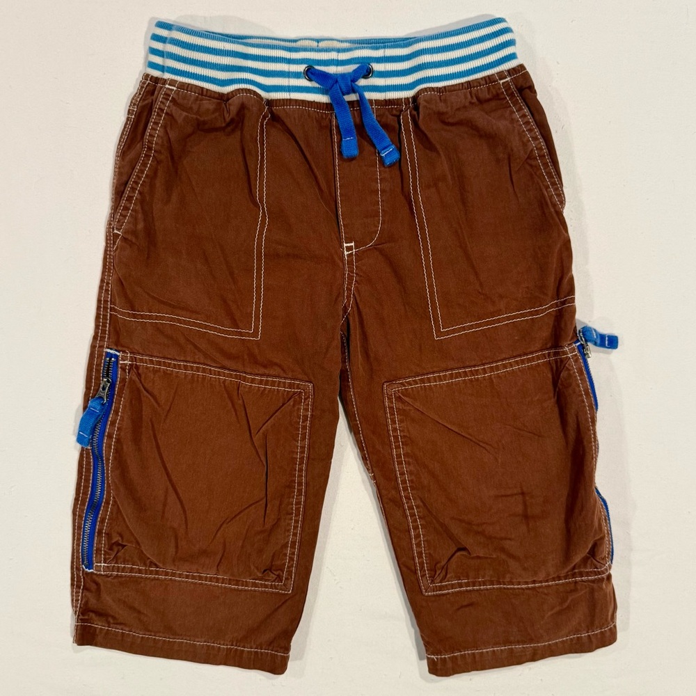 Mini Boden Techno Cargos Shorts Boys 9 Y Nut Brown Pockets Summer Spring Pull-On